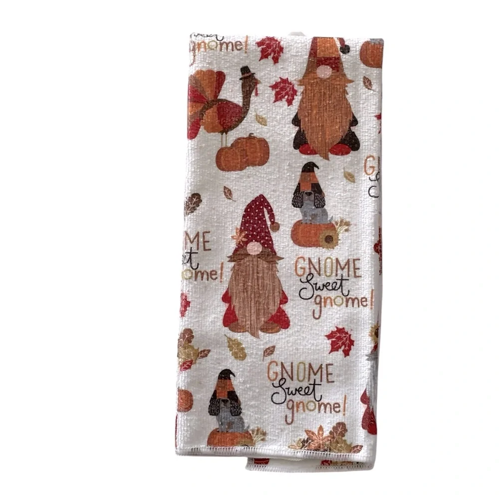 Fall Thanksgiving Kitchen Towel Oven Mitt Pot Holders Gnome 4-pc. Set